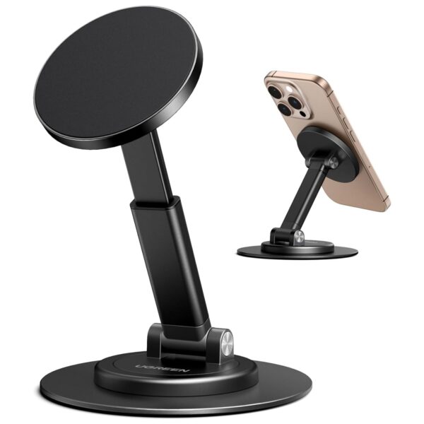 UGREEN for Magsafe Phone Stand, Magnetic Holder 360° Rotating, Adjustable Height, Foldable Portable, with Metal Ring, Compatible with iPhone 16 Pro Max, Galaxy S24, and More