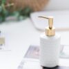 UMAI 4 Pcs Ceramic Bathroom Accessories Set - Tooth Brush Holder, Water Cup (300ml), Soap Dispenser (330ml), Soap Holder Dish for Bathroom (White)