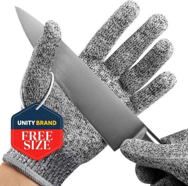 UNITY BRAND Cut Resistant Hand Gloves for Men & Women, Anti Cut Hand Gloves with Comfortable Fit, Reusable Protective Gloves for Chopping, 1 Pair, Free Size (Cut Resistant Gloves)