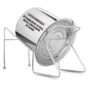 URBANMONK Rice Pot Drainer Stand | Stainless Steel Stand for Fruit, Beans, Noodle Strainer | Cooked Ricestrainerstand | Hands free Rice DrainerStand