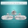 USF 304 Stainless Steel Double Soap Stand for Bathroom, Wall Mounted Soap Holder with Drain Holes, Durable Rustproof Build, Chrome Finish, 25 Years Warranty