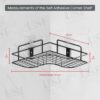 USF Self Adhesive Corner Shelf for Bathroom, Stainless Steel Wall Mounted Storage Rack with No Drill Installation and Strong Hold Design for Kitchen Use, Easy Wall Installation (Black, Pack of 1)