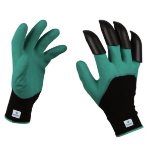 UTKARSH Acrylonitrile Butadiene Styrene Heavy Duty Garden Gloves, Reusable, Washable, UTKARSH Acrylonitrile Butadiene Styrene Heavy Duty Garden Gloves, Reusable, Washable, with Right Hand Fingertip ABS Claws for Pruning, Digging, Planting and Gardening (Pack of 2 Pairs)