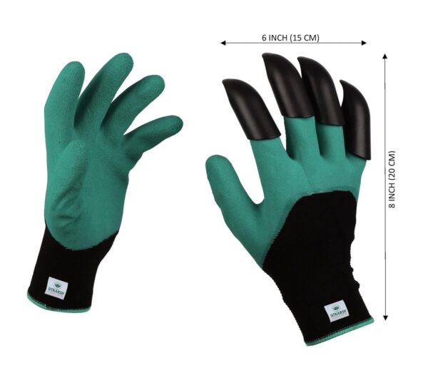 UTKARSH Acrylonitrile Butadiene Styrene Heavy Duty Garden Gloves, Reusable, Washable, with Right Hand Fingertip ABS Claws for Pruning, Digging, Planting and Gardening (Pack of 2 Pairs)