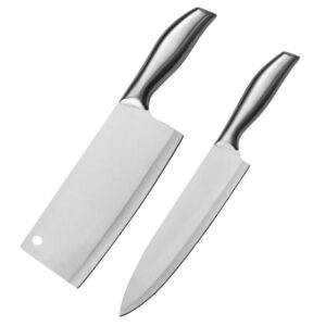 Upgraded Knife Set 2 Piece Premium Japanese High Carbon Stainless Steel Kitchen Knife Sets with Razor Sharp Knives Set for Kitchen(Silver)
