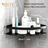 VELVYT Pack of 2, Aluminium Corner Shelf for Bathroom, Corner Stand and Rack Without Drilling, Self-Adhesive Wall Mounted Bathroom Shelf & Kitchen Organizer (Corner Black)