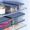 VOLTURI Fridge Storage Containers (Pack of 6), Fridge Organiser Storage Boxes with Lids, Stackable Organizer, Kitchen Accessories Items for Home Keep Fruits, Vegetables Fresher, 1200 ML