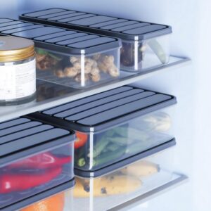 VOLTURI Fridge Storage Containers (Pack of 6), Fridge Organiser Storage Boxes with Lids, Stackable Organizer, Kitchen Accessories Items for Home Keep Fruits, Vegetables Fresher, 1200 ML