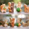 VRB Dec 1 Set Miniature Showpiece Set for Home Decor, VRB Dec 1 Set Miniature Showpiece Set for Home Decor, car Dashboard,Valentine,Living Room,Gifts Figurines,Cake Decoration Items,Figurines for Home Decor. ((4 Pcs Squirrel Miniature))