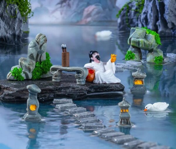 VRB Dec 7 Pcs Miniature Showpiece Set for Home Decor,Car Dashboard,Valentine,Living Room,Gifts Figurines,Cake Decoration Items,Figurines for Home Decor. (7 Pcs Ancient Garden Miniature)