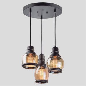 VRCT Antique Design Lantern Ceiling Hanging Pendant Light for Decoration VRCT Antique Design Lantern Ceiling Hanging Pendant Light for Decoration of Home, Restaurant - 3 Set Piece (Bulb not Included)(AC/DC, Metal)