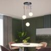 VRCT E27 Base Adjustable Mini Hanging Vintage Pendant Light Fixture with 3-Light Globe Shade (White)(Metal)(Corded Electric)