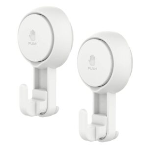Vacuum Suction Hooks,Wall Clips For Hanging Towel,Clothes,Kitchen Utensils,Drill-Free Installation,Removable & Reusable Wall Mounted Bathroom Hanger,Pack Of_2 (Thin Hooks [Nr-0554]) - Abs,White