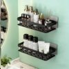 Vedantika Wall Mounted Shelf for Bathroom & Kitchen | Rust-Proof Metal Organizer Rack | Space Saving Storage Holder | Multipurpose Wall Shelf for Home, Office (Black) (Pack of -2)