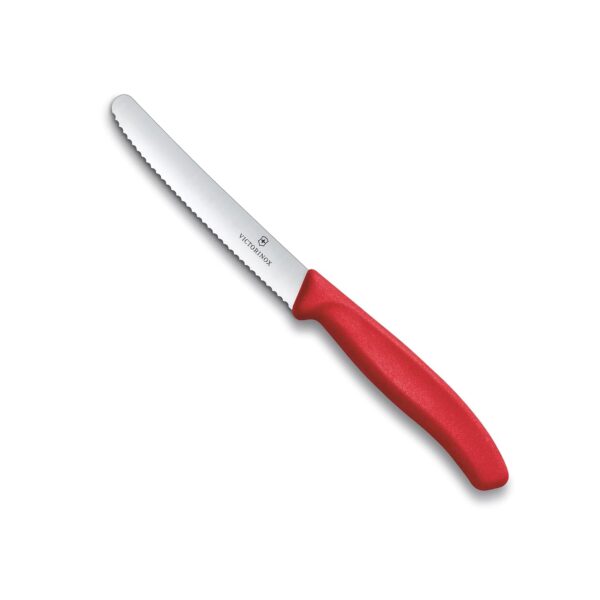 Victorinox Swiss Made, Stainless Steel Swiss Classic Paring Knife, 11 Victorinox Swiss Made, Stainless Steel Swiss Classic Paring Knife, 11 cm, Serrated Edge with Round Tip, Professional and Household Kitchen Tools, Kitchen Items, Red, 6.7831.C1 | Multipurpose Knife