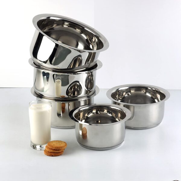 Vinod-Stainless-Steel-Tope-Set-5-Pcs-0.8-1-1.4-1.8-2.2-litres-Patila-Cookware-Set-Combo-Even-Heat-Heavy-Sandwich-Bottom-Induction-Compatible-for-Boiling-and-Cooking-2-Year-Warranty.jpg Vinod Stainless Steel Tope Set - 5 Pcs | 0.8, 1, 1.4, 1.8, & 2.2 litres | Patila Cookware Set Combo, Even Heat, Heavy Sandwich Bottom, Induction Compatible for Boiling and Cooking - 2 Year Warranty
