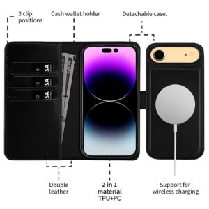 WHITBULL Business Style Detachable Wallet Flip Cover Removable Back Case for iPhone 17 Air (Black)