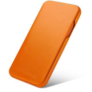 WHITBULL PU Leather Magnetic Premium Flip Cover with 2 Card Slot for iPhone 17 Pro - Orange