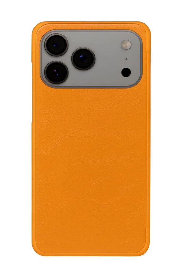 WHITBULL PU Leather Magnetic Premium Flip Cover with 2 Card Slot for iPhone 17 Pro - Orange