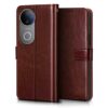 WOW IMAGINE Flip Cover Back Case Cover for iQOO Z10R 5G | Vivo V50 5G | V50e 5G | V50 5G Elite Edition | Vivo T4R 5G (Flexible | Leather Finish | Card Pockets Wallet & Stand | Chestnut Brown)