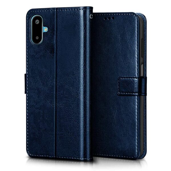 WOW IMAGINE Shock Proof Flip Cover Back Case Cover for Samsung Galaxy M06 5G | Galaxy F06 5G (Flexible | Leather Finish | Card Pockets Wallet & Stand | Blue)