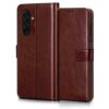 WOW IMAGINE Shock Proof Flip Cover Back Case Cover for Samsung Galaxy M17 5G | A17 5G | F17 5G (Flexible | Leather Finish | Card Pockets Wallet & Stand | Brown)