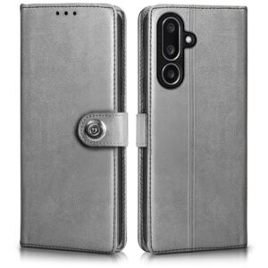 WOW IMAGINE Shock Proof Flip Cover Back Case for Samsung Galaxy M36 5G | Samsung Galaxy F36 5G (Magnetic Button Flip Case | Wallet Pockets & Stand | Leather Finish | Stone Grey)