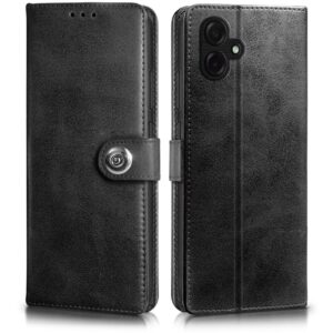 WOW IMAGINE Shockproof Flip Cover Back Case for Samsung Galaxy M17e 5G | F70e 5G | M07 | F07 | A07 | A07 5G (Designer Button Flip Case | Inbuilt Wallet Pockets & Stand | Leather Finish | Haze Black)