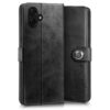 WOW IMAGINE Shockproof Flip Cover Back Case for Samsung Galaxy M17e 5G | F70e 5G | M07 | F07 | A07 | A07 5G (Designer Button Flip Case | Inbuilt Wallet Pockets & Stand | Leather Finish | Haze Black)