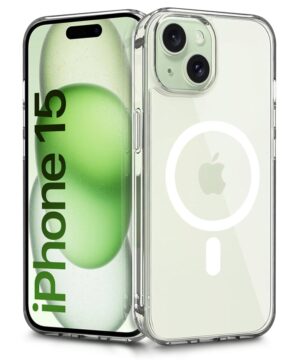 WOW IMAGINE Ultra-Hybrid Back Case Cover for iPhone 15 Compatible with MagSafe | Sleek Hard Crystal Clear Back | Drop & Camera Protection | Shockproof Mobile Case For iPhone 15 (PC & TPU, Transparent)