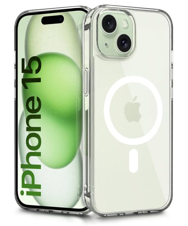 WOW IMAGINE Ultra-Hybrid Back Case Cover for iPhone 15 Compatible with MagSafe | Sleek Hard Crystal Clear Back | Drop & Camera Protection | Shockproof Mobile Case For iPhone 15 (PC & TPU, Transparent)