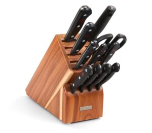 WÜSTHOF Gourmet Twelve Piece Block Set | 12-Piece German Knife Set | Precise Laser Cut High Carbon Stainless Steel Kitchen Knife Set with 15 Slot Wood Block – Model 9312