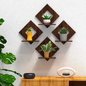 Wall Hanging Wood Key Holder (7 Hooks, Brown)_4444 Wall