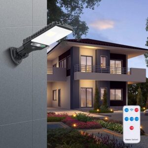 Wall Lights with Remote Control and Motion Sensor Bright Security Wall Lights with Remote Control and Motion Sensor Bright Security LED Waterproof Street Lamps with Solar Outdoor Lights, Waterproof Portable Security Floodlight for Porch Garden