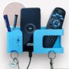 Wall Mobile Holder | Multi-Purpose Mobile Stand for Wall | Remote Holder & Mobile Charging Stand | Phone Holder for Charging | Kitchen Organizer Rack Mounted | Useful Gadget-Blue