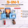 Wall Mobile Holder | Multi-Purpose Mobile Stand for Wall | Remote Holder & Mobile Charging Stand | Phone Holder for Charging | Kitchen Organizer Rack Mounted | Useful Gadget-Blue