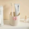 Wall Mounta Esthetic Makeup Organizer | Modern Plastic Cosmetic Storage| Lightweight Bathroom Accessory Holder for Brushes, Tubes Pack of 01 (Cream)