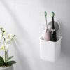 Wall Mounted Storage Organizer with Adhesive Hooks – Multifunctional Space-Saving Bathroom & Office Storage for Makeup, Pens, Toothbrush & Accessories (1, White)