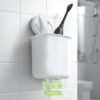 Wall Mounted Storage Organizer with Adhesive Hooks – Multifunctional Space-Saving Bathroom & Office Storage for Makeup, Pens, Toothbrush & Accessories (1, White)