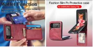 Wallet Case with Card Holder Slim Fit PU Leather Protective Wallet Case with Card Holder Slim Fit PU Leather Protective Flip Phone Cover for Samsung Galaxy Z Flip 4 / Samsung Galaxy Z Flip 4 5G (2022 Modal)- (Red)