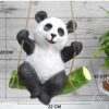 White Bamboo Hanging Swing Panda Statue for Garden Sculpture Decor White Bamboo Hanging Swing Panda Statue for Garden Sculpture Decor Hand Painted Accessories Panda