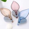 White Leaf Shape Soap Dish with Suction Cup - Bar White Leaf Shape Soap Dish with Suction Cup - Bar Soap Box Holder for Bathroom, Kitchen & Sink Elegant Water-Draining Soap Stand Tray, No-Drill Installation-Pack of 4
