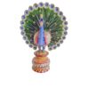 White Wood Painting Feather Open Peacock | Decorative Wooden Items White Wood Painting Feather Open Peacock | Decorative Wooden Items Home & Office Decor | Multicolor Dancing Peacock Statue | Showpiece Gift for Housewarming (6 inch)
