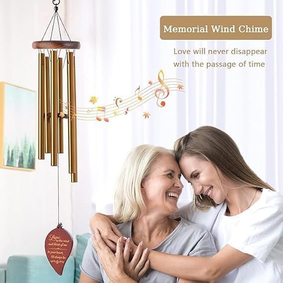 Wind Chimes for Balcony Home Decor – 6 Rod Metal Pipes with Wooden Top – Melodious Sound, Positive Energy, Vastu Gift for Garden, Patio, Meditation & Pooja Room (Multicolor)
