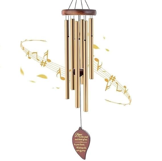 Wind Chimes for Balcony Home Decor – 6 Rod Metal Pipes with Wooden Top – Melodious Sound, Positive Energy, Vastu Gift for Garden, Patio, Meditation & Pooja Room (Multicolor)