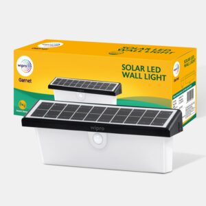 Wipro Garnet Motion Sensor Solar Wall Light SW01 | 6 in 1 modes | Color Changing(Warm & Cool White) | Auto ON (Night) & OFF (Day) | IP65 | Outdoor Light for Home, Balcony, Patio, Stairs, Garden | Pk 1