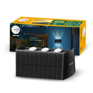 Wipro Garnet Solar Wall Light SW04 3x2 Way | 2 in 1 Modes | Warm White Light | Auto ON(Night) & Off(Day) | IP65 | Outdoor Light for Home, Balcony, Patio, Stairs, Garden | Easy Installation | Pk 1