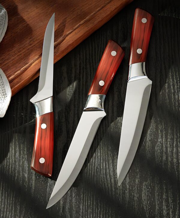 Wizbiz Meat Cleaver 3PCS Butcher Kitchen Knife Set Stainless Steel Slaughter Boning Knife for Meat Bone Fish Fruit Vegetables Slicing Chef Knife