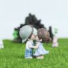 Wonderland Set of 2 Kissing Cap Couple Miniature| Figurine for Car Dashboard | Doll House Accessory | Showpiece| Gifting | Fairy Garden Accessories - Boy- 0.9x0.9x2.16, Girl- 0.7x0.9x2 inches- Blue