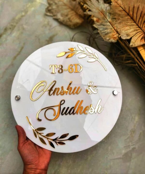 Wood Customized Home Entrance Wall Décor Hanging Signage Name Plate Wood Customized Home Entrance Wall Décor Hanging Signage Name Plate For Home, Flat Door Decoration, Office, Hotel, Shop Décor(DN-11) - (Pack Of - 1), White